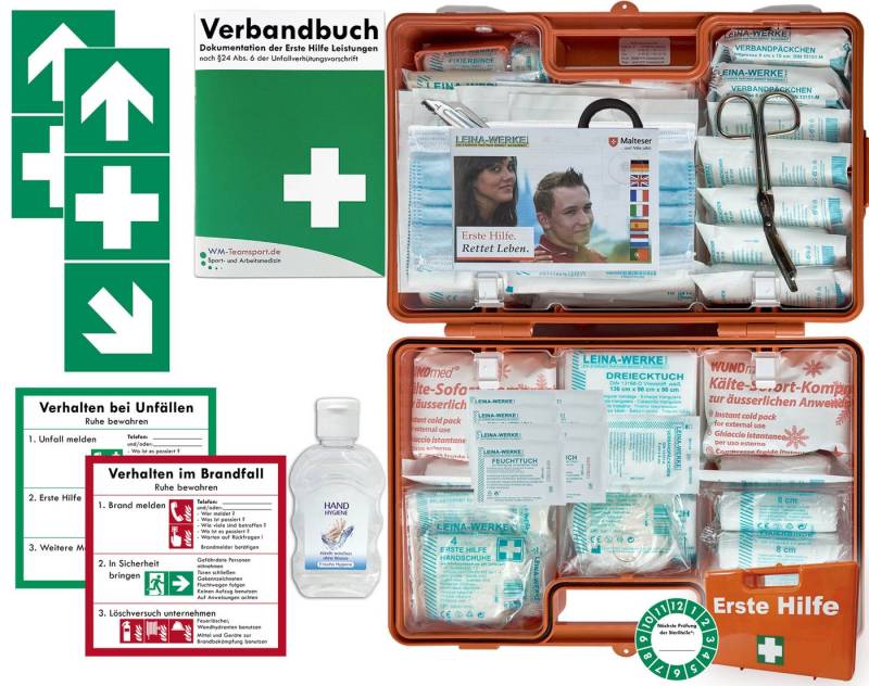 WM-Teamsport Erste-Hilfe-Koffer Erste-Hilfe-Koffer (G) DIN 13169 + Hygiene-Gel + Aufkleber von WM-Teamsport