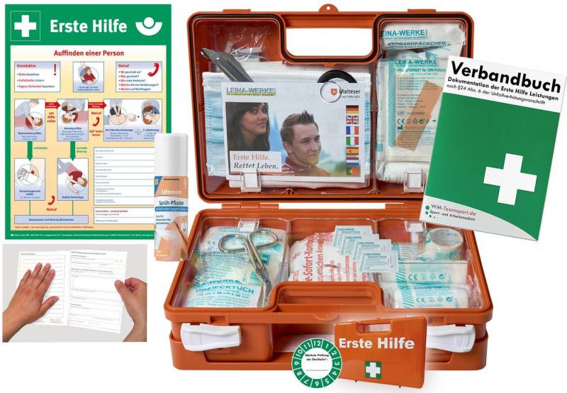 WM-Teamsport Erste-Hilfe-Koffer Erste-Hilfe-Koffer (K) DIN 13157 + Sprühpflaster + Aushang von WM-Teamsport