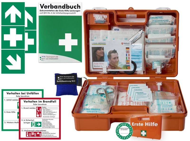 WM-Teamsport Erste-Hilfe-Koffer Erste-Hilfe-Koffer (M) DIN 13157 + Notfallbeatmung + Aufkleber von WM-Teamsport