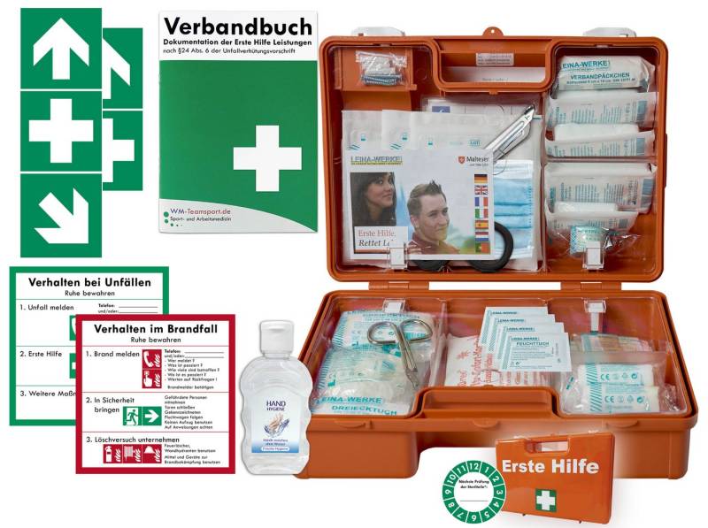 WM-Teamsport Erste-Hilfe-Koffer Erste-Hilfe-Koffer (M) nach akt. DIN 13157 + Hygiene-Gel + Aufkleber von WM-Teamsport