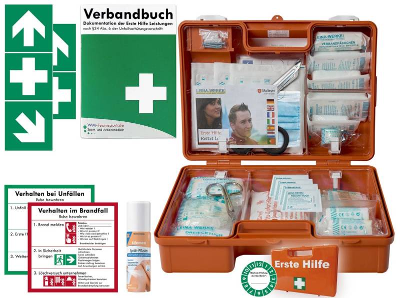 WM-Teamsport Erste-Hilfe-Koffer Erste-Hilfe-Koffer (M) nach akt. DIN 13157 +Sprühpflaster +Aufkleber von WM-Teamsport