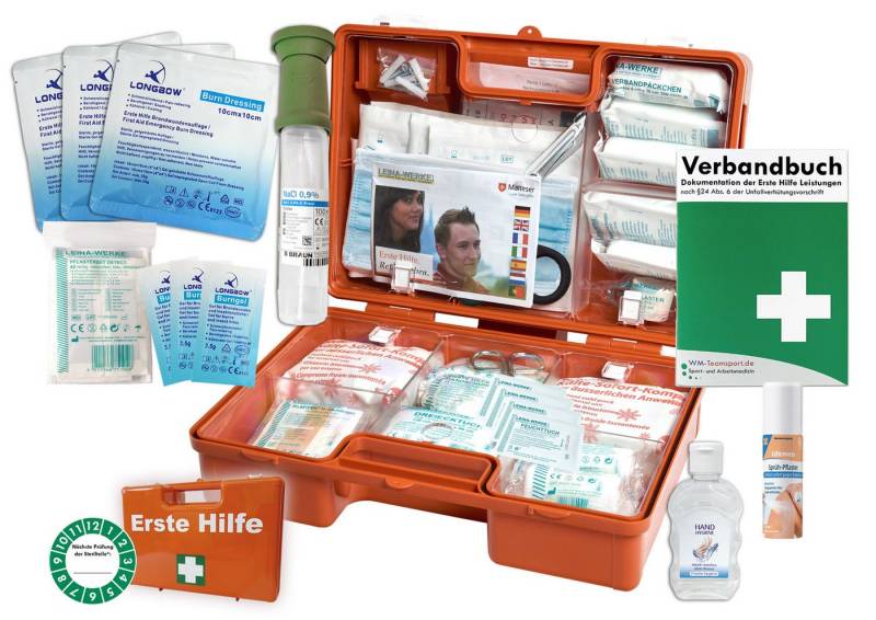 WM-Teamsport Erste-Hilfe-Koffer Erste-Hilfe-Koffer GASTRO M4+ DIN 13157 + Hygiene-Gel, Sprühpflaster von WM-Teamsport