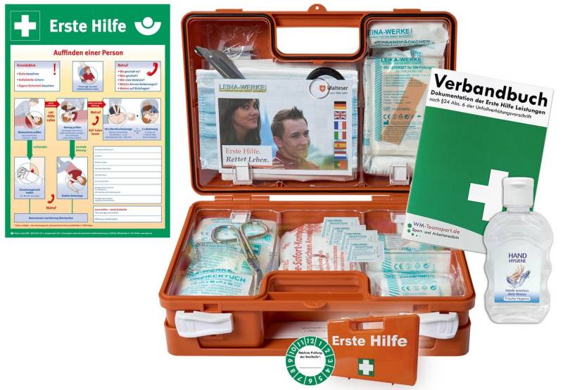 WM-Teamsport Erste-Hilfe-Koffer Erste-Hilfe-Koffer M1 – DIN 13157 + Hygiene-Gel + Aushang von WM-Teamsport