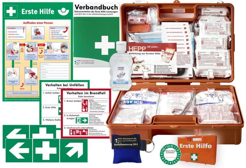 WM-Teamsport Erste-Hilfe-Koffer Erste-Hilfe-Koffer M2 nach der aktuellen DIN 13169 +Aufkleber, Aushang von WM-Teamsport
