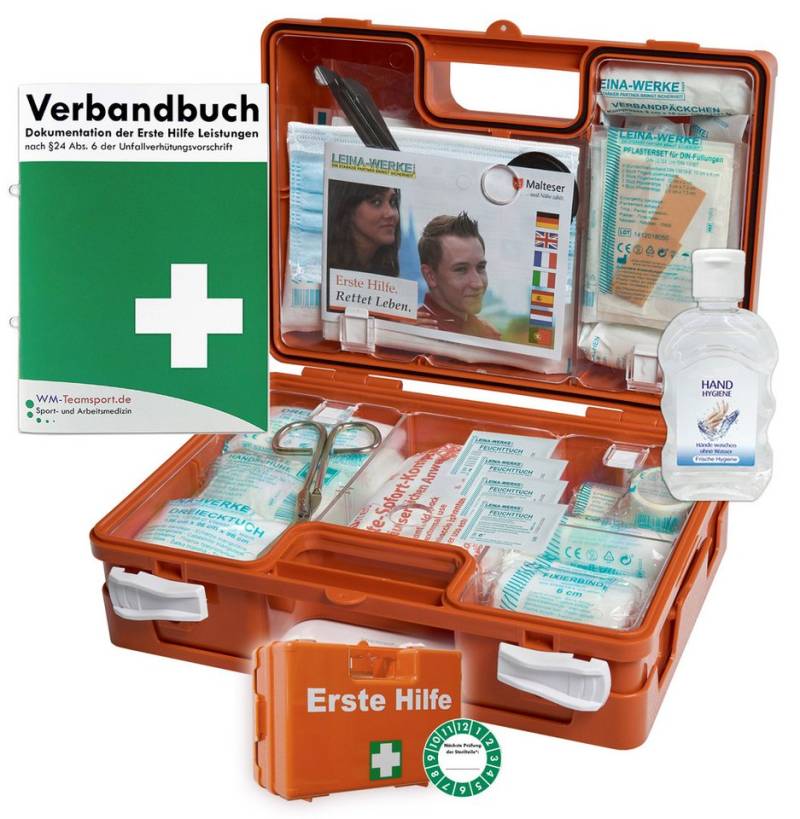 WM-Teamsport Erste-Hilfe-Koffer Erste-Hilfe-Koffer safeAID – DIN 13157 + Hand-Hygiene-Gel von WM-Teamsport