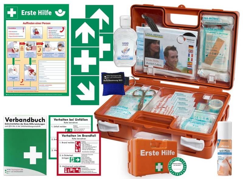 WM-Teamsport Erste-Hilfe-Koffer Verbandkoffer (K) DIN 13157 Typ CSN + Zusätze + Aufkleber + Aushang von WM-Teamsport