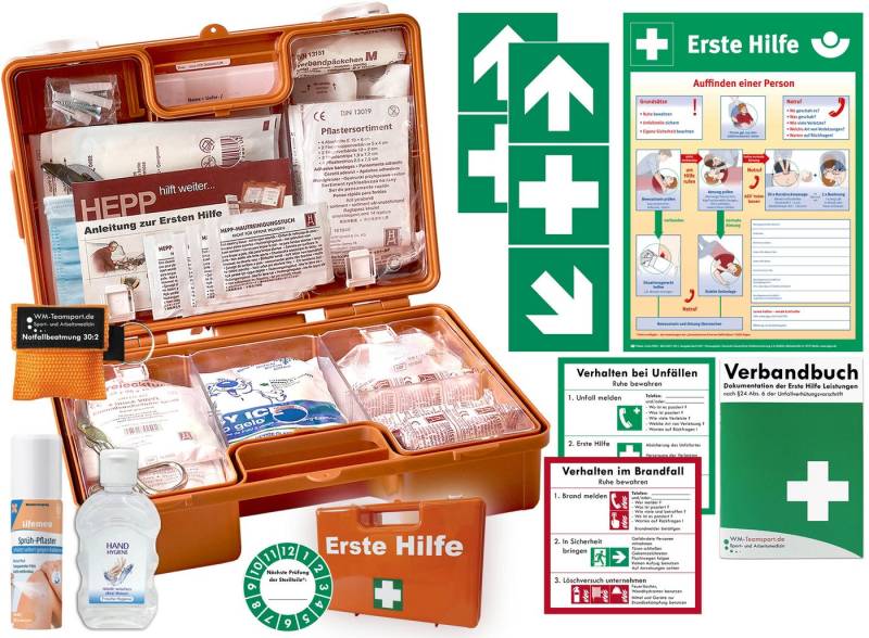 WM-Teamsport Erste-Hilfe-Koffer Verbandkoffer (K) m. 90°-Arr. DIN 13157 Typ CSN + umfangreiche Zusätze von WM-Teamsport