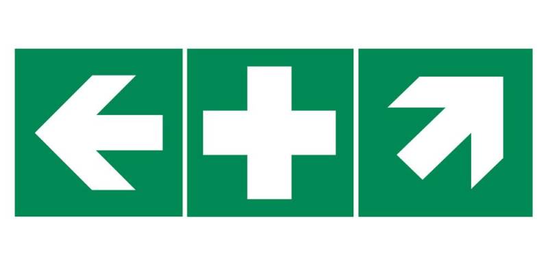 WM-Teamsport Erste-Hilfe-Set 3er-Set Folienaufkleber Erste-Hilfe-Rettungszeichen + Richtungspfeile von WM-Teamsport