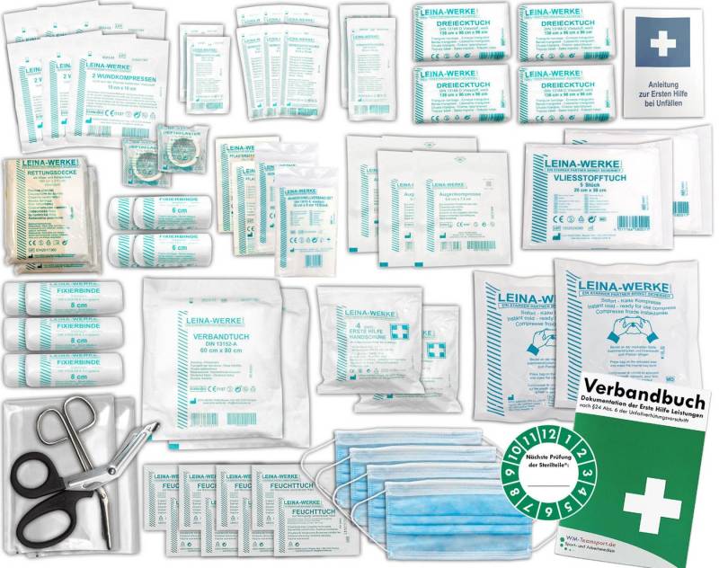 WM-Teamsport Erste-Hilfe-Set Komplett-Füllung DIN 13169 für Betriebe + Verbandbuch von WM-Teamsport