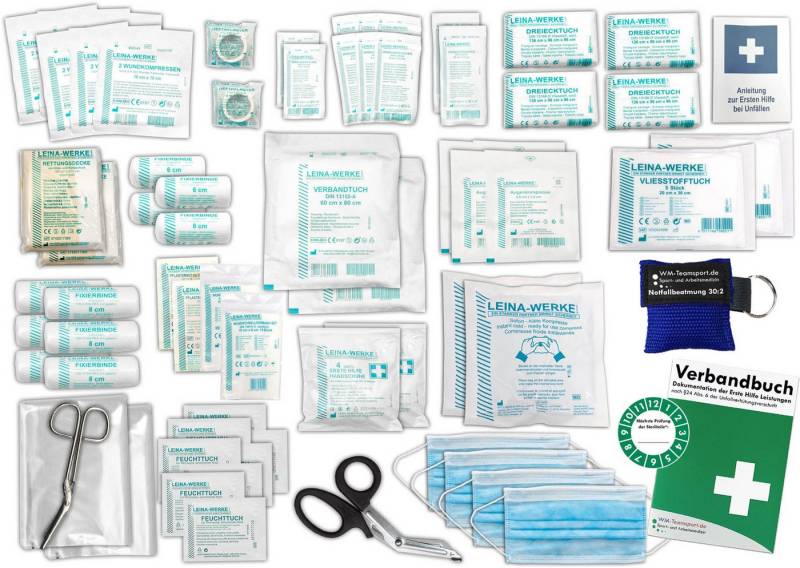 WM-Teamsport Erste-Hilfe-Set Komplett-Füllung Erste-Hilfe DIN 13169 PLUS 1 mit Beatmungshilfe von WM-Teamsport