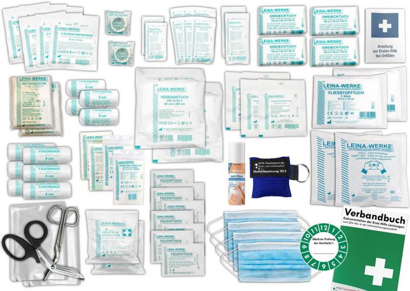 WM-Teamsport Erste-Hilfe-Set Set Erste-Hilfe DIN 13169 PLUS 3 mit Beatmungshilfe + Sprühpflaster von WM-Teamsport