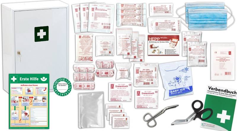 WM-Teamsport Erste-Hilfe-Set Verbandschrank D mit Inhalt nach DIN 13157 (Betriebe) + Aushang von WM-Teamsport