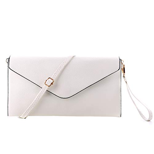 Wedmay Damen gro脽e Oversize Umschlag Handschlaufe Leder Abendtasche Abschlussball Clutch b枚rse f眉r Frauen, - wei脽 - Gr枚脽e: Large von WM WEDMAY