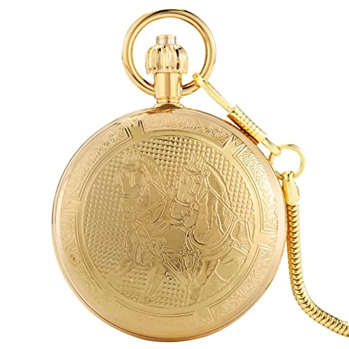 WMDSYGD Luxuriöse automatische mechanische Taschenuhr Gold Flip-Abdeckung Geschnitzte Blumen-Design-arabische Ziffernuhr Gesichts-Frauen-Uhr Herren Taschenuhren von WMDSYGD