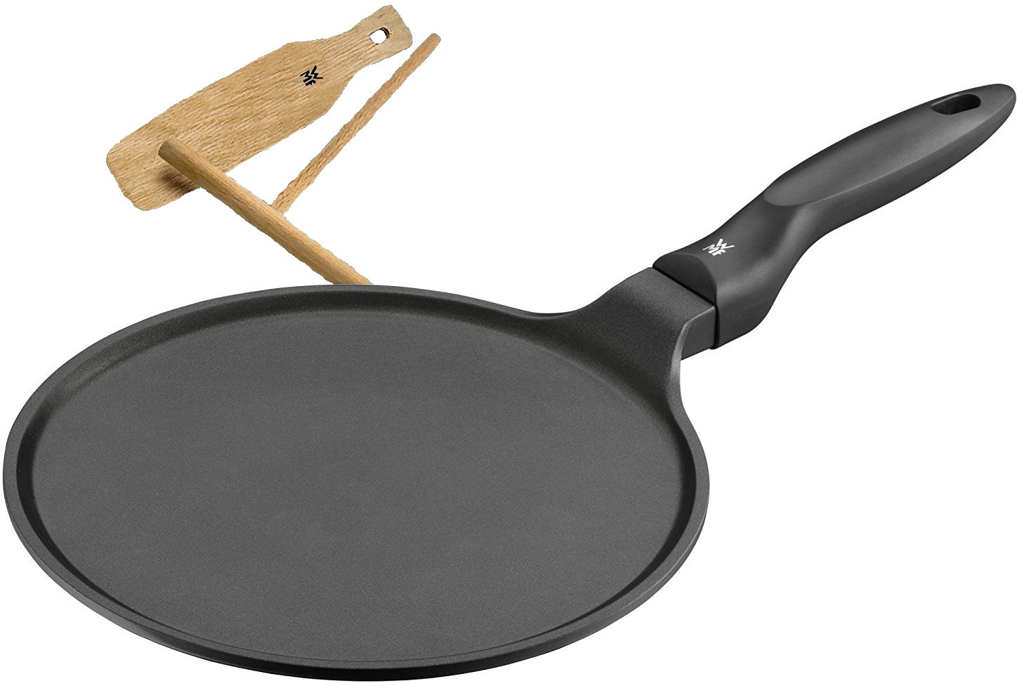 WMF Crêpepfanne "Devil, 27 cm, Crepe Pfanne Induktion, PermaDur Antihaftversiegelung" Aluminiumguss mit Teigverteiler und Wender, für alle Herdarten geeignet von WMF