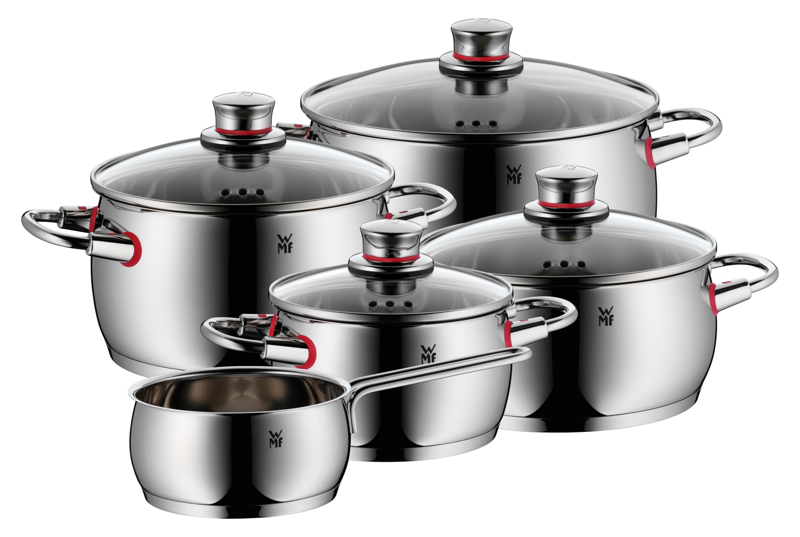 WMF Topf-Set "Quality One", Cromargan Edelstahl Rostfrei 18/10, (Set, 5 tlg., Bratentopf Ø 20 cm, Fleischtopf Ø 16/20/24 cm, Stielkasserolle Ø 16 cm) von WMF