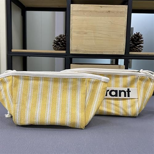 Canvas Make -up Organizer Ästhetische Kosmetikbeutel for Frauen Mädchen (gelb) von WMFASBAG