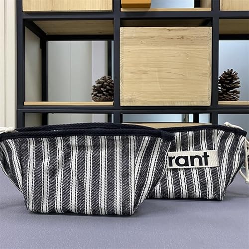 Canvas Make -up Organizer Ästhetische Kosmetikbeutel for Frauen Mädchen (schwarz) von WMFASBAG