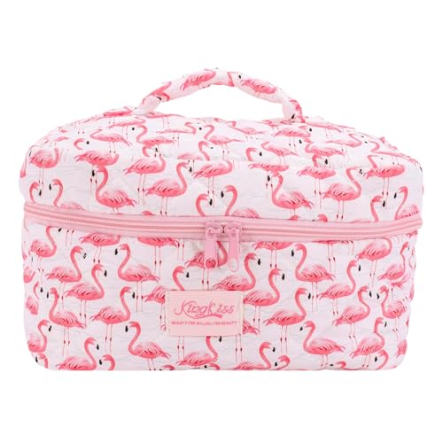 Gesteppte Make -up -Tasche Mode Kosmetische Toilettentasche for Frauen Mädchen Reisen (Pink L) von WMFASBAG
