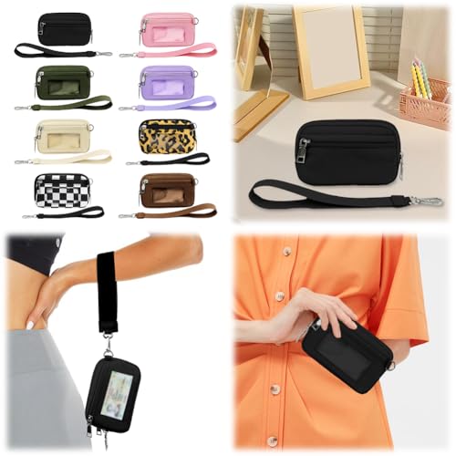 Nylon-Geldbörse mit Mehreren Fächern for Herren und Damen, Schlüsselanhänger-Geldbörse, Münzfach (schwarz) von WMFASBAG