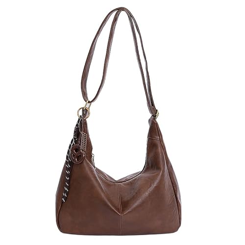 Solid Color Umhängetasche for Frauen Mädchen Retro -Einkaufstasche for den täglichen Gebrauch (braun) von WMFASBAG