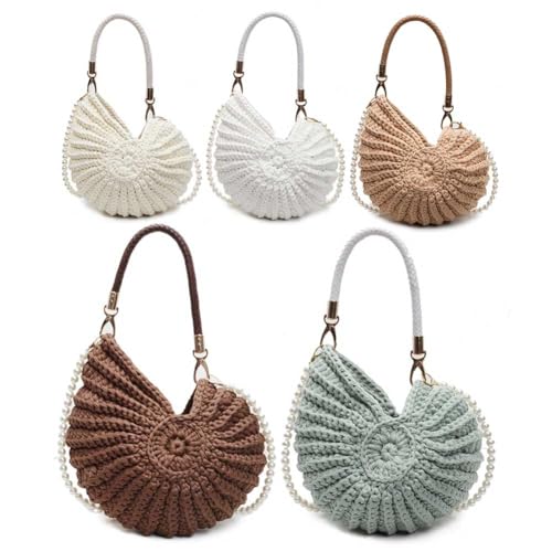 WMFASBABE Handwebte Muschel Frauen Beach Umhängetasche Perlenketten -Crossbody -Tasche (weiß) von WMFASBAG