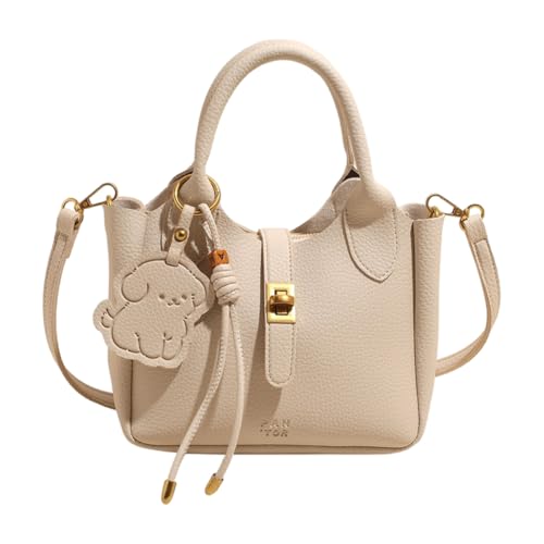 WMFASBABE Women Casual Umhängetasche Litschee Muster Crossbody Tasche Weiche Tasche Handtasche (Beige) von WMFASBAG