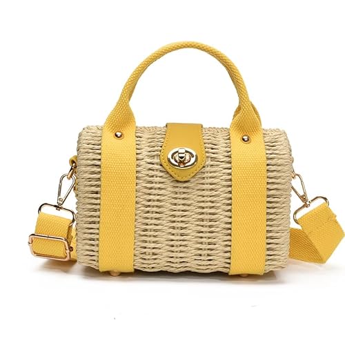 WMFASBABE Women Strohm Tote Handtasche Strohtasche Handtasche Sommer Beach Crossbody Tasche (gelb) von WMFASBAG