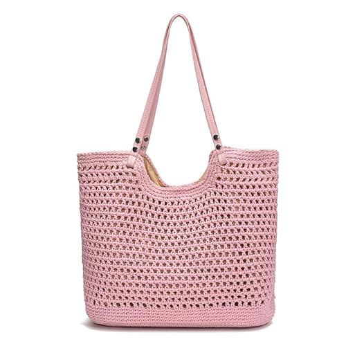 WMFASBABE Women Stylish Strick Umhängetasche große Kapazität handgewebte Tasche Handtasche (rosa) von WMFASBAG