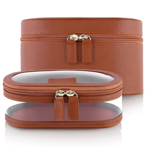 WMFASBAG 2-teiliges PU-Make-up-Taschen-Set, Reise-Kulturbeutel, großes Fassungsvermögen, Make-up-Organizer, Tasche mit Reißverschluss, einfache Make-up-Pinseltasche, Make-up-Aufbewahrungstas von WMFASBAG