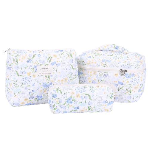 WMFASBAG 3-teilige Gesteppte Make-up-Tasche, Kosmetik-Organizer, große Kapazität, Make-up-Aufbewahrungstasche, tragbare Kosmetiktasche, Outdoor-Reisetasche von WMFASBAG