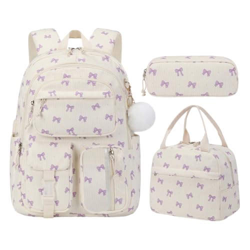 WMFASBAG 3pcs Strawberry Cute Girl Rucksäcke mit Lunch -Taschen -Bleistiftkoffer for Teenager -Mädchen von WMFASBAG