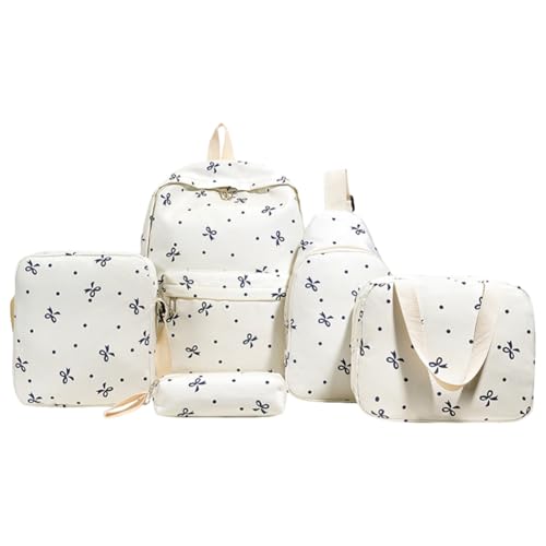 WMFASBAG 5pcs/Set College School Rucksack mit Lunchbox und Bleistiftkoffer for Teenager (blau) von WMFASBAG