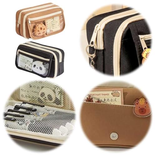 WMFASBAG 9-lagiges Capybara-Federmäppchen mit Aufklebern, Leinentasche, Schulbedarf (Kaffee) von WMFASBAG