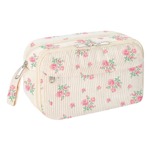 WMFASBAG Baumwollgestezte rosa Blumenstiftbleistiftbeutel for das Büro College -Aufbewahrung von WMFASBAG