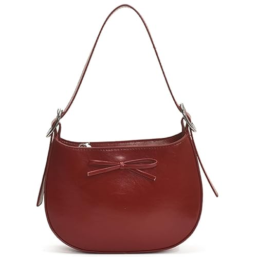 WMFASBAG Bogen-Tie Trendy Umhängetasche PU Leder Frauen Achselhöhlen-Tasche Griff (rot) von WMFASBAG