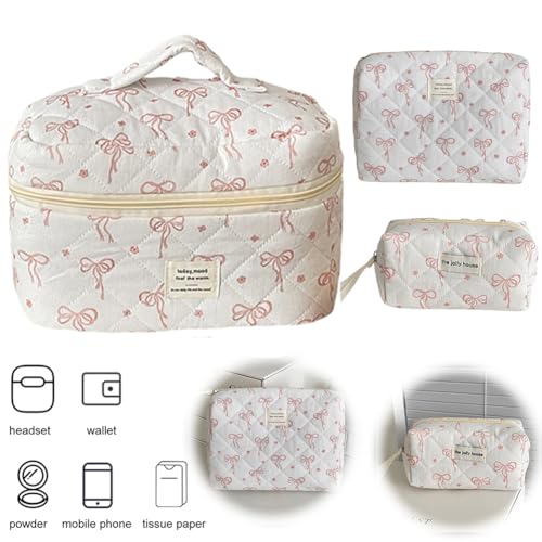 WMFASBAG Bogen gestaßen Make -up -Tasche süße Kosmetikhaltertasche Bogen Toilettenbeutel for Frauen Mädchen von WMFASBAG