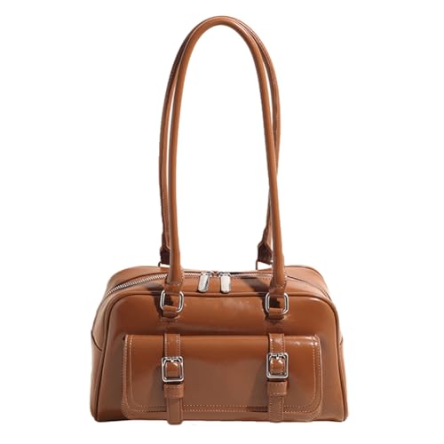 WMFASBAG Boston-Einkaufstasche for Frauen mit Multipockets Bowling-Beutel PU Leder Solid Farbe Achselstasche Handtasche for Arbeitsreisen von WMFASBAG