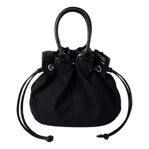 WMFASBAG Canvas Bucket Handtasche Trendy Draw String Handtasche Putbeutel mit Geldbörse (schwarz) von WMFASBAG