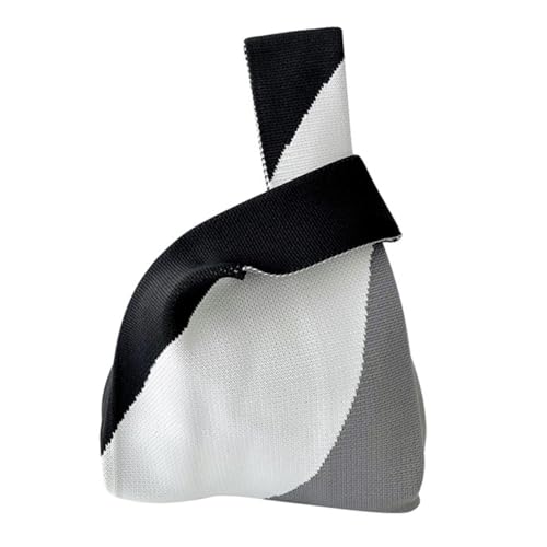 WMFASBAG Colorblock Strickbeutel Leichte ästhetische Strickzucht for Frauen (schwarz) von WMFASBAG