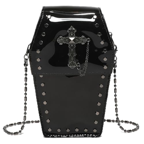 WMFASBAG Damen-Umhängetasche mit Nieten, PVC, durchsichtige Gelee-Umhängetasche, Kreuz-Sarg-Umhängetasche, vom Stadion zugelassene Handytasche von WMFASBAG