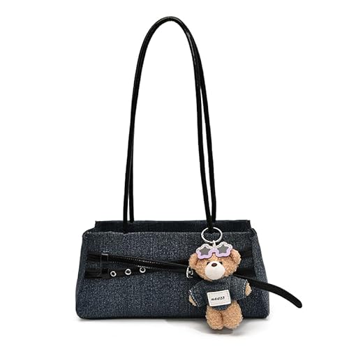 WMFASBAG Denim Umhängetasche Trendy Averarm -Geldbörse Designer Handtasche for Frauen (schwarz) von WMFASBAG