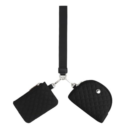 WMFASBAG Dual-Pouch-Geldbörse for Damen und Herren, Gesteppte Schlüsselanhänger-Geldbörse mit umlaufendem Reißverschluss, Handtasche, kleine und tragbare Mini-Geldbörse for Karten, Schlüssel von WMFASBAG