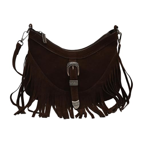 WMFASBAG Faux Wildleder Retro -Achselhöhlenbeutel vielseitige Umhängetasche Casual Crossbody Bag (Kaffee) von WMFASBAG