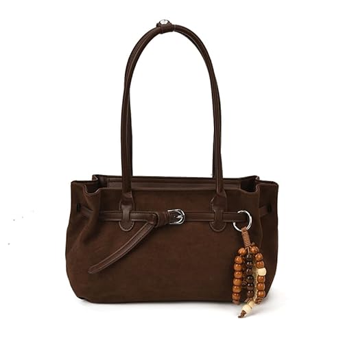 WMFASBAG Faux Wildleder Tasche Vintage Hobo Handtasche große Umhängetasche for Frauen (Kaffee) von WMFASBAG