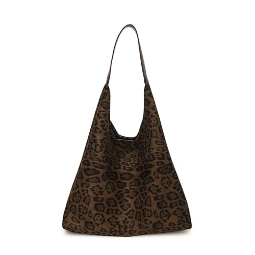 WMFASBAG Faux Wildleder Trendy Umhängetasche Pendelanpendelhandtasche mit Geldbörse (Leopard Khaki) von WMFASBAG