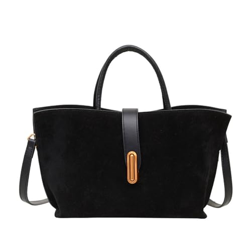 WMFASBAG Faux Wildleder Umhängetasche Retro -Tasche Handtasche vielseitige Arbeitskräfte -Cross -Body -Tasche (schwarz) von WMFASBAG