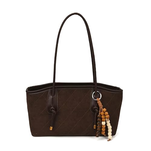 WMFASBAG Faux Wildleder -Umhängetasche mit Anhänger for die Fahrwerkschule täglich (Kaffee) von WMFASBAG