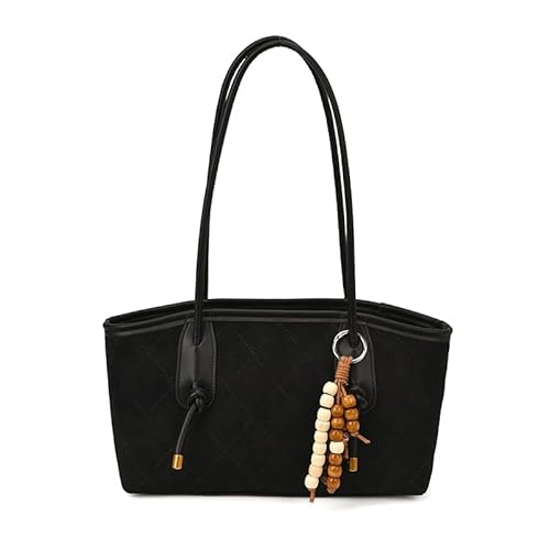 WMFASBAG Faux Wildleder -Umhängetasche mit Anhänger for die Fahrwerkschule täglich (schwarz) von WMFASBAG