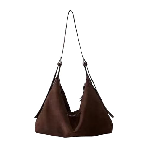 WMFASBAG Feste Farbe Einfacher Umhängetasche mit Reißverschluss for Frauen Mädchen Arbeitsschule (Kaffee) von WMFASBAG